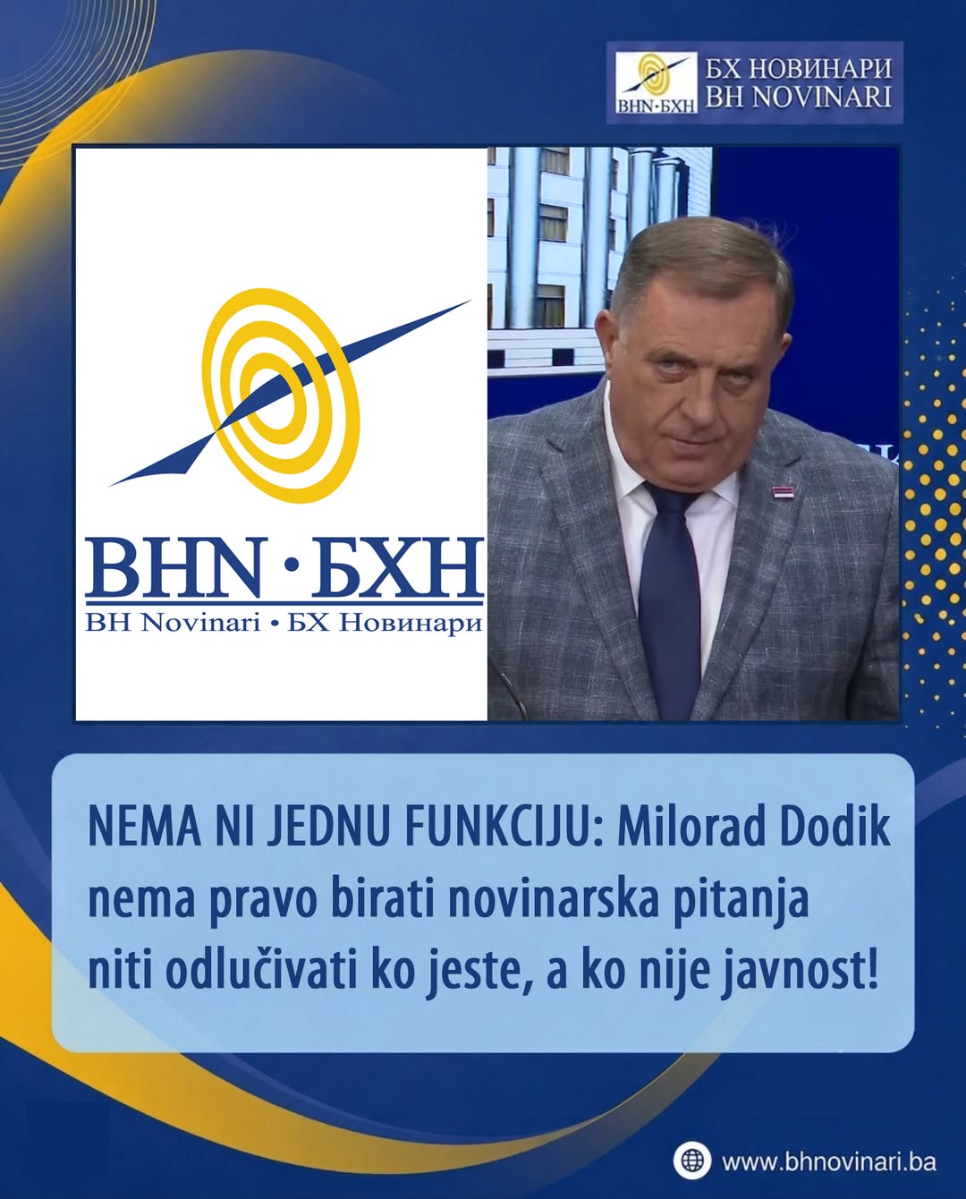Milorad Dodik verbalno napao novinara BHRT-a. BH novinari zatražili izvinjenje od Vlade RS